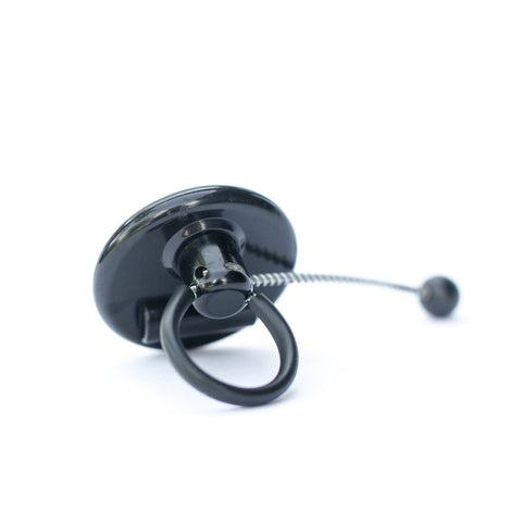 Bottle / Sports Tag Black (New) - Checkpoint Compatible 8.2MHz, underside view showing loop and coiled cable