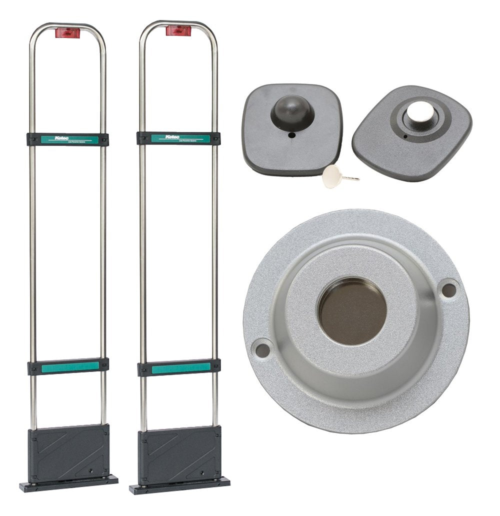 Self-Install Clothing Store Package, two pedestals, hard tags and magnetic detacher