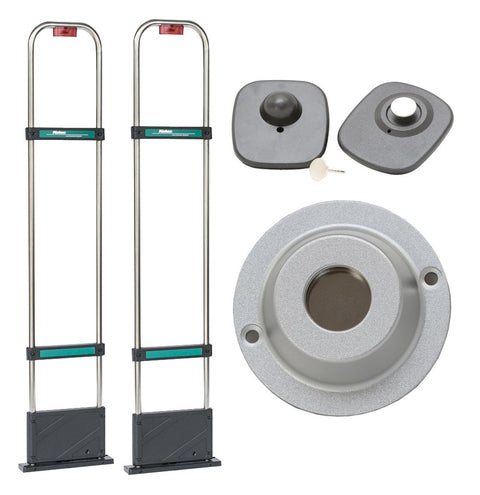 Self-Install Clothing Store Package, two pedestals, hard tags and magnetic detacher