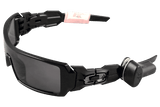 Optical Tag Black - Checkpoint Compatible 8.2MHz, angled view of tag locked on sunglasses arm