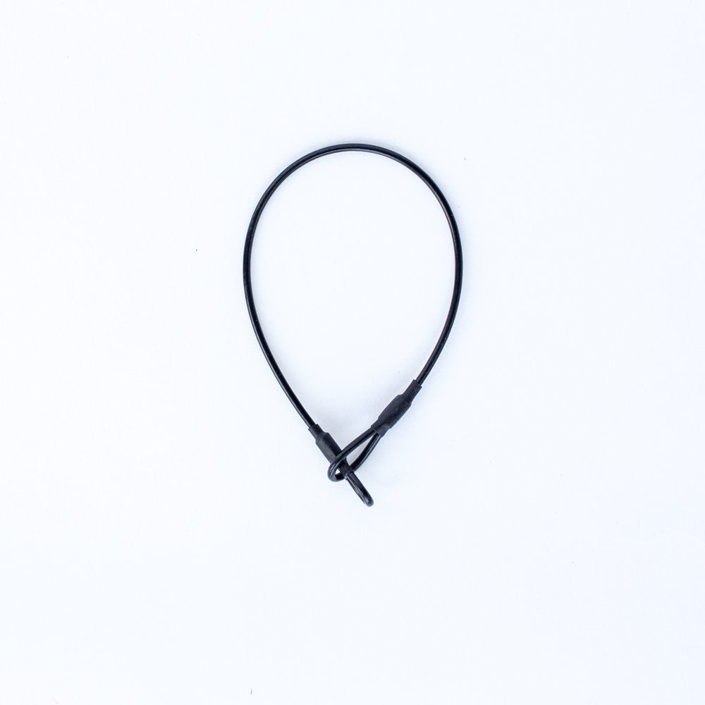8" Black Loop Lanyard (New), coiled with both loop ends at bottom