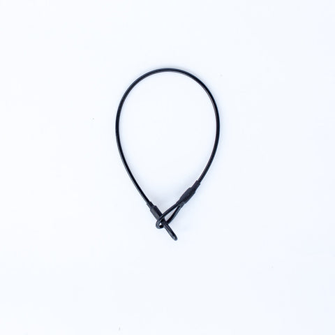 8" Black Loop Lanyard (New), coiled with both loop ends at bottom