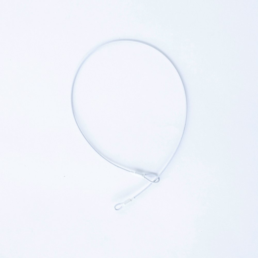 8" White Loop Lanyard (New), coiled with loop ends at bottom