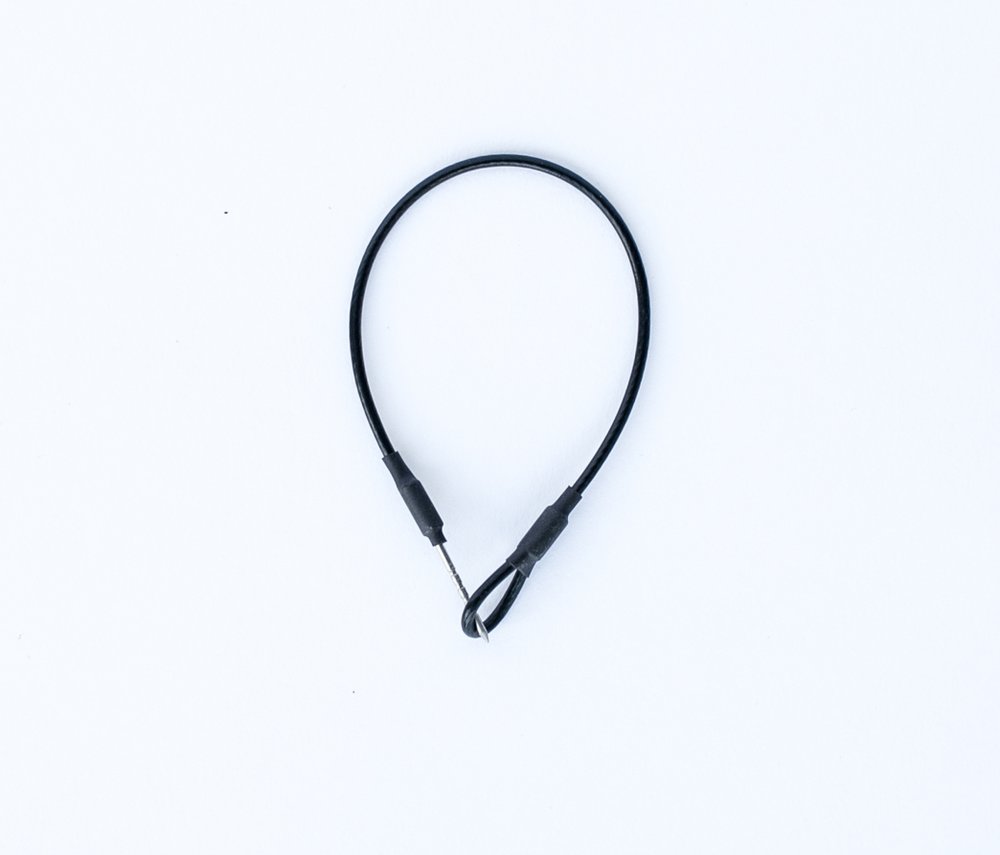 8" Black Pin Lanyard (New), coiled into a loop, pin end visible