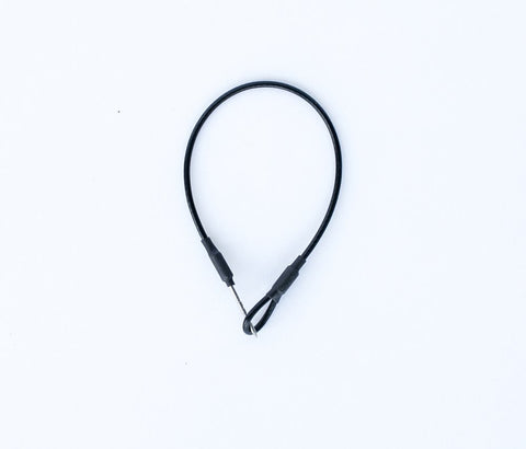 8" Black Pin Lanyard (New), coiled into a loop, pin end visible