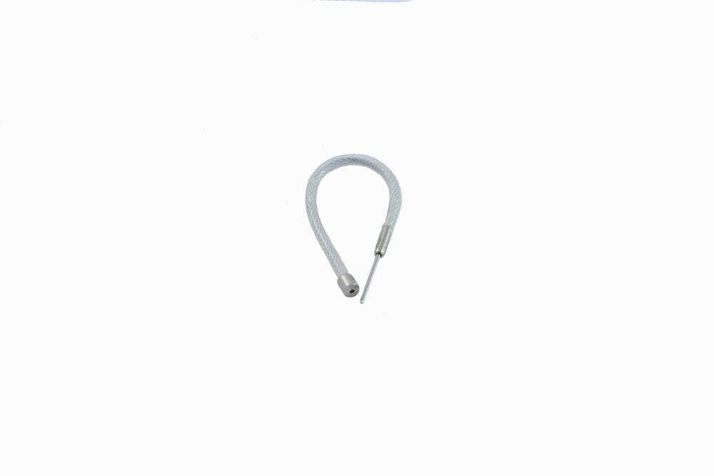 3" Clear Pin Lanyard with Non Sharp Point, coiled, blunt pin end visible