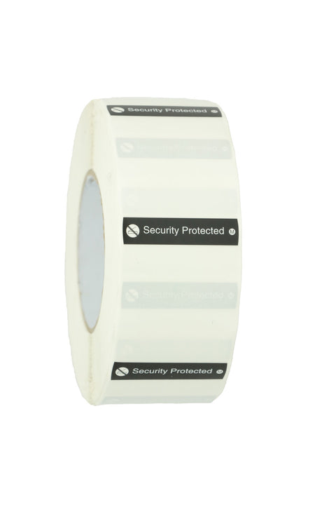Security Protected Labels - No Frequency, roll with printed black Security Protected bars