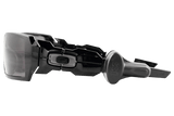 Optical Tag Black - Checkpoint Compatible 8.2MHz, close up side view attached to folded sunglasses