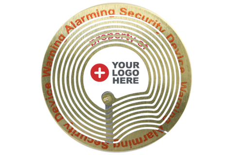 Round Labels - Checkpoint Compatible 8.2MHz - 700 Series, close up showing coil and Your Logo Here print area